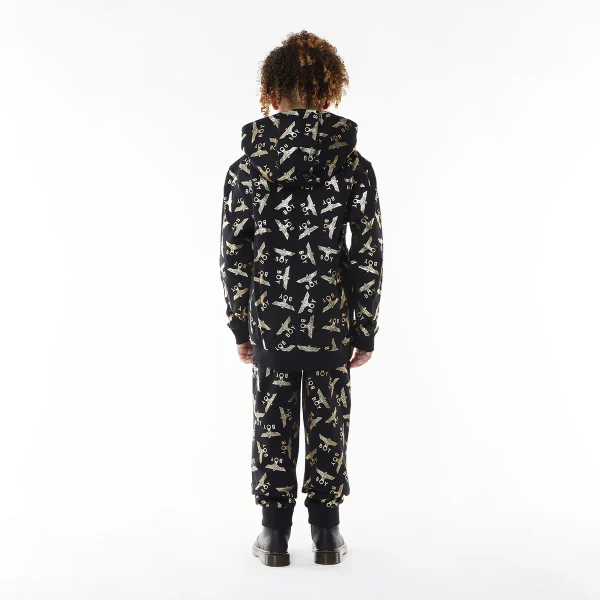 BOY REPEAT ZIP KIDS HOODIE - BLACK/GOLD - Image 5