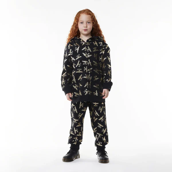 BOY REPEAT ZIP KIDS HOODIE - BLACK/GOLD - Image 4