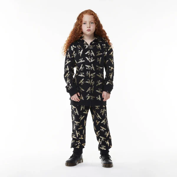 BOY EAGLE REPEAT KIDS JOGGERS - BLACK/GOLD - Image 7