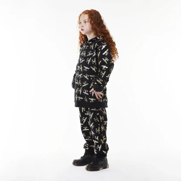 BOY REPEAT ZIP KIDS HOODIE - BLACK/GOLD - Image 3