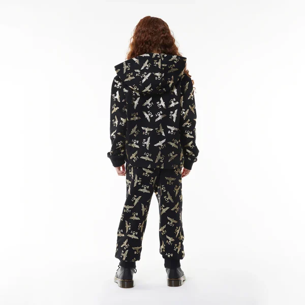 BOY REPEAT ZIP KIDS HOODIE - BLACK/GOLD - Image 2