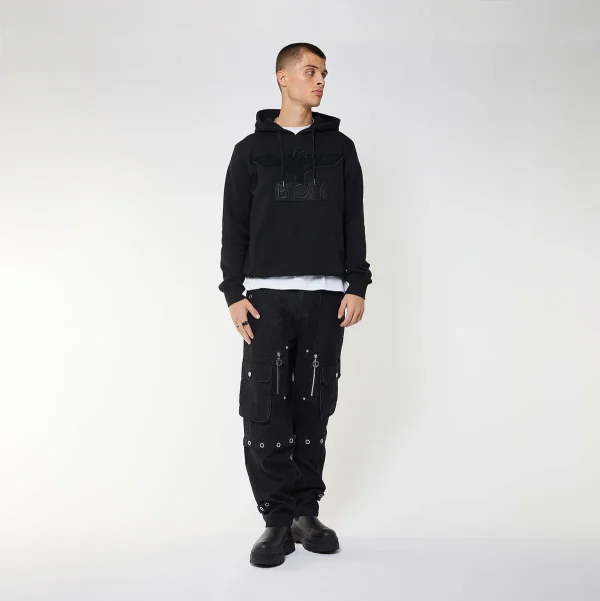 BOY EAGLE APPLIQUE HOODIE - BLACK - Image 3