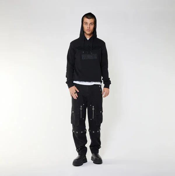 BOY EAGLE APPLIQUE HOODIE - BLACK - Image 5