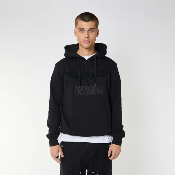BOY EAGLE APPLIQUE HOODIE - BLACK - Image 6