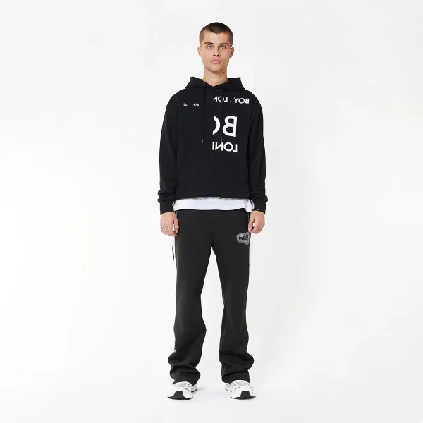 BOY EAGLE TYPO EMBROIDERY HOODIE - BLACK - Image 3