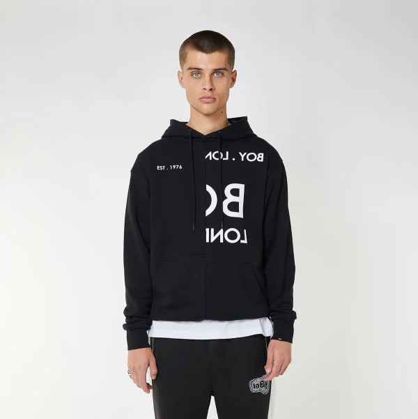 BOY EAGLE TYPO EMBROIDERY HOODIE - BLACK - Image 5