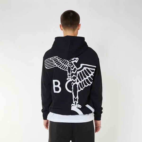 BOY EAGLE TYPO EMBROIDERY HOODIE - BLACK - Image 7