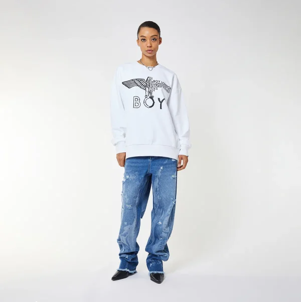 BOY EAGLE CONCEALED SWEATSHIRT WOMENS - WHITE - Image 3