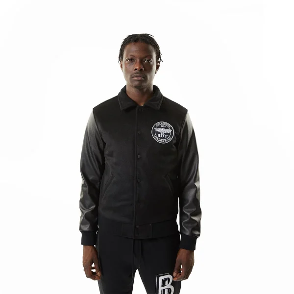 BOY SLOANE VARSITY BOMBER JACKET - BLACK - Image 4