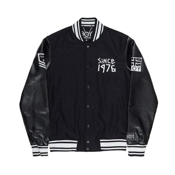 BOY SLOANE VARSITY BOMBER JACKET - BLACK