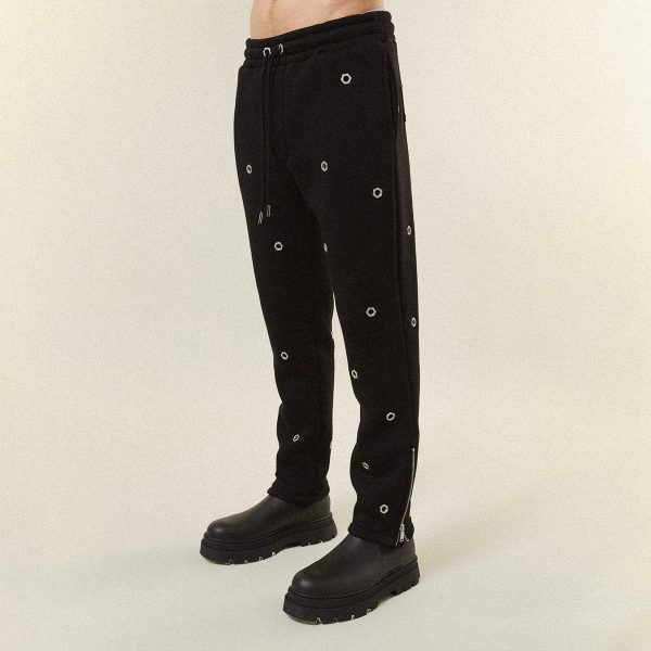 MULTI EYELET TRACK PANTS - BLACK - Image 4