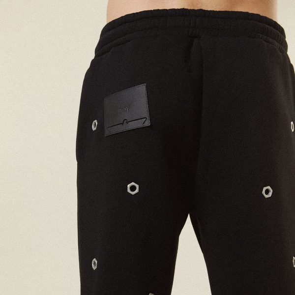 MULTI EYELET TRACK PANTS - BLACK - Image 3